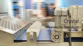  Presentation with production line - Slide set consisting of confectionary food industry - production line at bakery background and a coral colored foreground