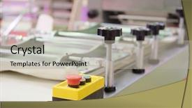  Presentation with production line - Presentation enhanced with confectionary food industry - production line at bakery background and a  colored foreground