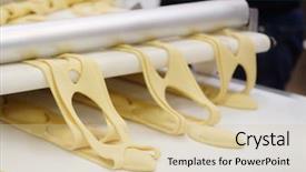  Presentation with production line - Cool new slides with confectionary food industry - production line at bakery backdrop and a soft green colored foreground