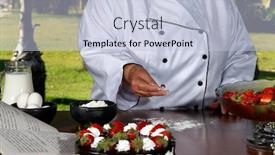  Presentation with chocolate strawberry - Theme consisting of confectioner making strawberry cakes with chocolate background and a light blue colored foreground