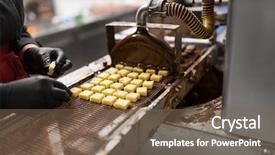  Presentation with chocolate shop - Colorful presentation theme enhanced with confectioner setting candies to chocolate backdrop and a violet colored foreground