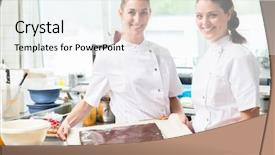  Presentation with pies - Presentation consisting of confectioners or pastry makers baking background and a sky blue colored foreground