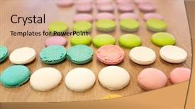  Presentation with confectionery - Amazing presentation design having confectionery and baking concept - macarons backdrop and a  colored foreground