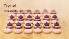  Presentation with baking concept on dark - Cool new PPT theme with confectionery and baking concept - macarons backdrop and a  colored foreground