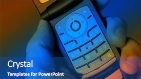  Presentation with overlaid - Presentation theme having man holding cellphone overlaid with vibrant colors background and a ocean colored foreground