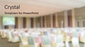 Presentation with wedding blue and yellow - Beautiful theme featuring conference banqueting - abstract blur wedding hall backdrop and a soft green colored foreground