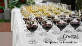  Presentation with conference table - PPT theme consisting of conference banqueting - many glasses of different wine background and a light gray colored foreground
