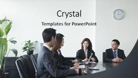  Presentation with meeting - Amazing slide deck having conference clock - business people having meeting backdrop and a white colored foreground