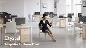  Presentation with alarm - PPT layouts consisting of conference clock - businesswoman holding alarm colock mixed background and a  colored foreground