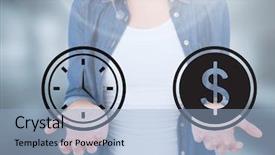  Presentation with time money - Cool new theme with conference clock - digital composite of womans open backdrop and a light blue colored foreground
