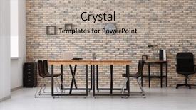  Presentation with interior - PPT theme with conference clock - modern office interior with wooden background and a  colored foreground