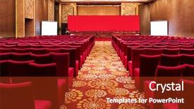  Presentation with chairs - Presentation with conference hall interior and chairs background and a crimson colored foreground