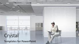  Presentation with old book - Audience pleasing slide deck consisting of conference history - elegant businessman read old book backdrop and a  colored foreground