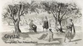  Presentation with algeria history - Beautiful slide set featuring conference history - french military and oued-el-kebir tribes backdrop and a light gray colored foreground