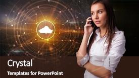  Presentation with cloud technology - Amazing slide set having conference management system - person talking on the phone backdrop and a tawny brown colored foreground