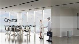  Presentation with partners - Beautiful theme featuring conference room 3d rendering - business partners greeting each other backdrop and a  colored foreground
