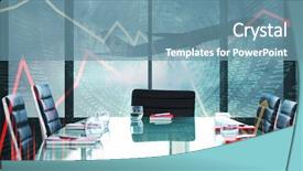  Presentation with airport - Slide deck consisting of conference room 3d rendering - composite image of boardroom background and a seafoam green colored foreground