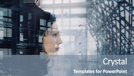  Presentation with interior - PPT theme consisting of conference room 3d rendering - elegant businesswoman in office interior background and a  colored foreground