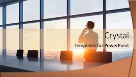  Presentation with media - PPT layouts featuring conference room 3d rendering - facing new day mixed media background and a lemonade colored foreground