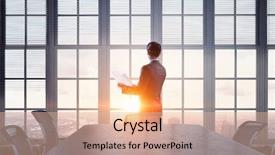  Presentation with media - PPT theme with conference room 3d rendering - facing new day mixed media background and a lemonade colored foreground