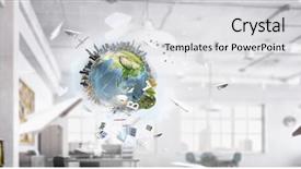  Presentation with office room - PPT theme enhanced with conference room 3d rendering - modern office interior mixed media background and a  colored foreground