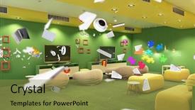  Presentation with interior - Audience pleasing slide set consisting of conference room 3d rendering - modern office interior mixed media backdrop and a  colored foreground