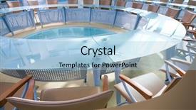  Presentation with conference table - Beautiful presentation theme featuring conference room chairs backdrop and a light blue colored foreground