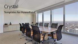  Presentation with conference table - Audience pleasing PPT theme consisting of conference room in office building backdrop and a  colored foreground