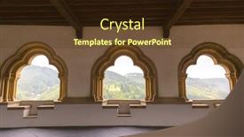  Presentation with europe - Beautiful PPT theme featuring conference-room-in-old-castle backdrop and a tawny brown colored foreground