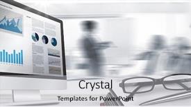  Presentation with interface - Cool new slide set with conference room seating chart - business interface against business people backdrop and a light gray colored foreground