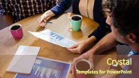  Presentation with office room - Theme consisting of conference room seating chart - colleagues having a meeting background and a  colored foreground