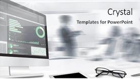  Presentation with brain computer interface - PPT theme having conference room seating chart - computer screen against business interface background and a sky blue colored foreground