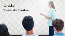  Presentation with digital - Colorful PPT layouts enhanced with conference room seating chart - digital composite of group backdrop and a white colored foreground