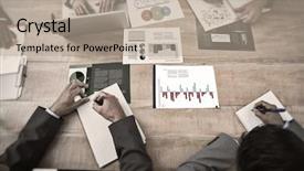  Presentation with interface - Cool new slide set with conference table - brainstorm graphic against business interface backdrop and a mint green colored foreground