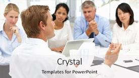  Presentation with recruitment - Slide set featuring conference table - recruitment office meeting background and a light gray colored foreground