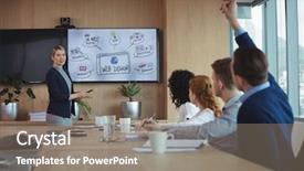  Presentation with board meeting - Presentation theme featuring conference table in board room background and a gray colored foreground