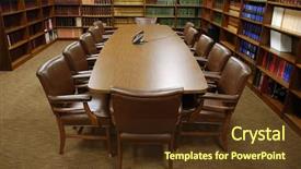  Presentation with conference table - Slides featuring conference table in library background and a tawny brown colored foreground