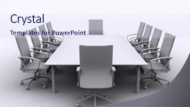  Presentation with conference table - Amazing slide set having conference table backdrop and a sky blue colored foreground