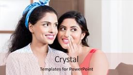  Presentation with confession - Amazing slide deck having confession - young woman whispering to her backdrop and a lemonade colored foreground