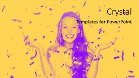  Presentation with fancy dress - Slide deck having confetti at party trendy duotone background and a yellow colored foreground