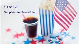  Presentation with independence day - Presentation theme featuring confetti decoration at 4th july background and a sky blue colored foreground