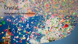  Presentation with festival - Presentation with confetti falling during a festival background and a coral colored foreground
