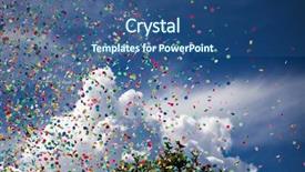  Presentation with carnival - Colorful presentation theme enhanced with confetti falling during a festival backdrop and a ocean colored foreground