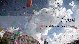  Presentation with festival - Cool new slide set with confetti falling during a festival backdrop and a  colored foreground