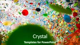  Presentation with festival - Audience pleasing presentation theme consisting of confetti falling during a festival backdrop and a forest green colored foreground