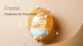  Presentation with happy new year - Beautiful PPT theme featuring confetti-falling-on-a-golden backdrop and a lemonade colored foreground