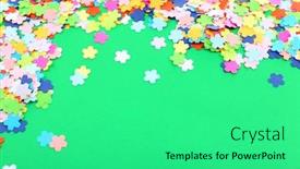  Presentation with confetti - Amazing presentation design having confetti-on-green-background backdrop and a seafoam green colored foreground