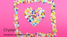  Presentation with confetti - Slide set featuring confetti on pink background background and a coral colored foreground