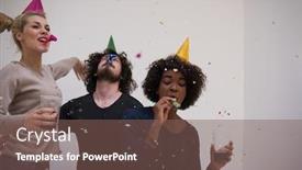  Presentation with confetti - PPT theme consisting of have fun at home background and a violet colored foreground