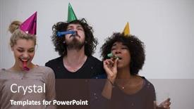  Presentation with confetti - Amazing presentation theme having have fun at home backdrop and a tawny brown colored foreground